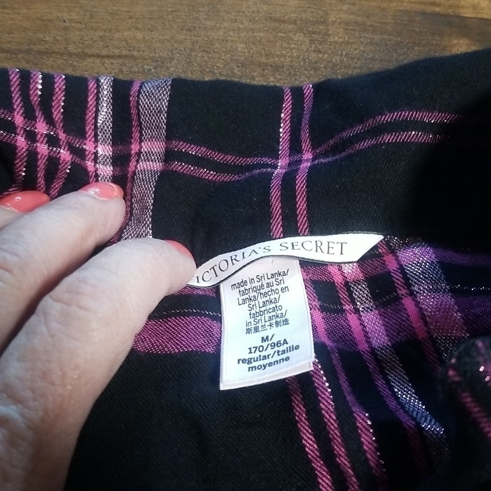 Victoria's Secret Pajamas Black Pink Purple Metallic Size Medium - Picture 5 of 6